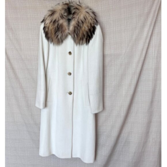 VINTAGE Anne Klein Y2K Angora Wool Coat Fur Collar Cozy Soft Warm Coat … - Picture 3 of 16